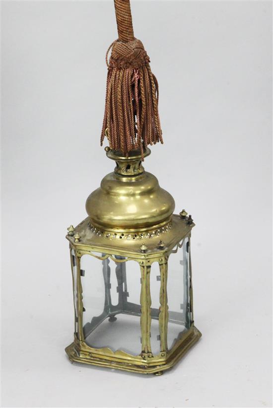 A brass lantern from St Jamess Theatre, London, 15in.